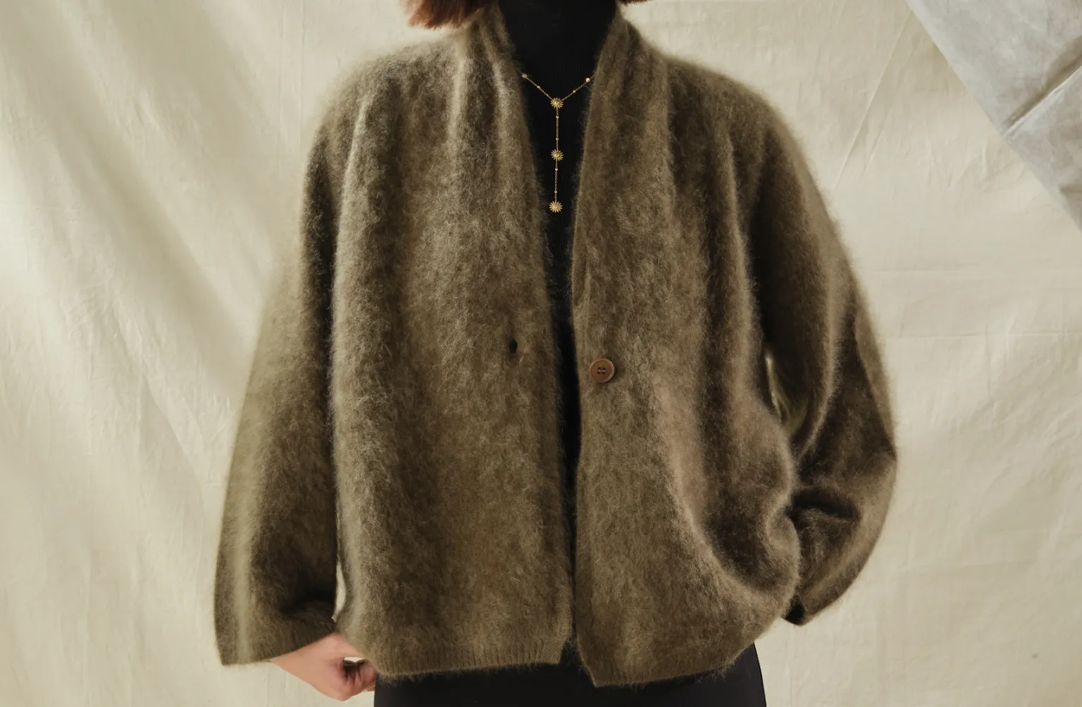Slouchy Shawl-Collar Brushed Cashmere Cardigan Jacket