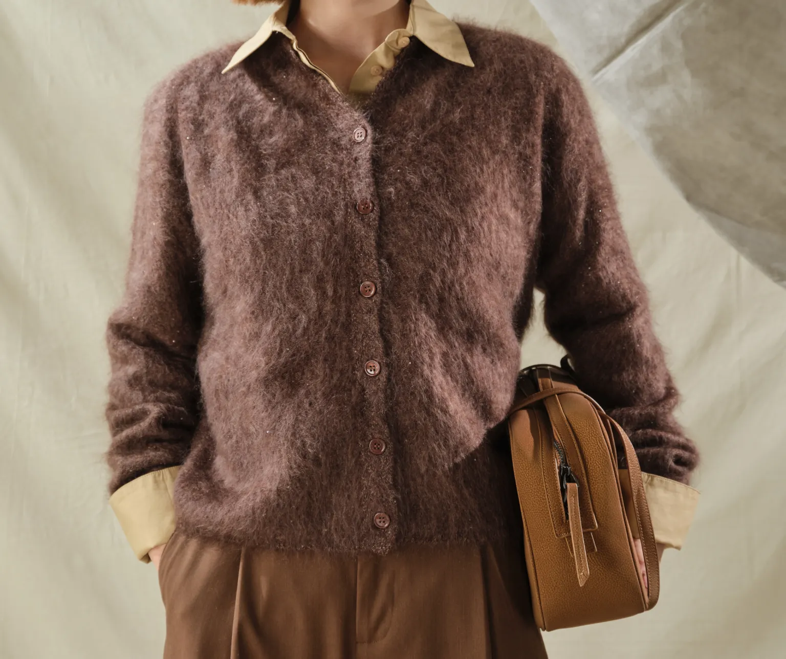 Classic Brushed Cashmere Button-Up Cardigan